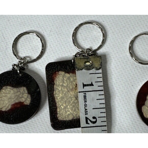 Key Chain Pendant Resin Crackled Effect Charms Layered In Resin New Lot Of 3 - Picture 4 of 9